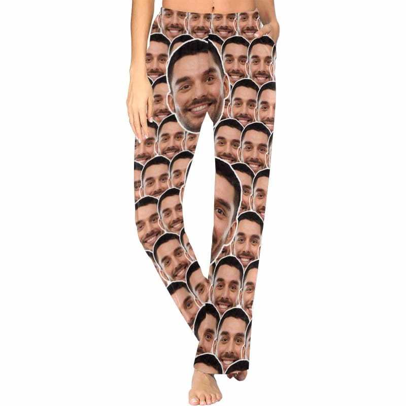 FacePajamas Pajama Shirt&Pants Pajama Pants / XS Custom Husband Face Seamless Sleepwear Personalized Photo Women's Pajama T-Shirt&Shorts&Pants Free Match