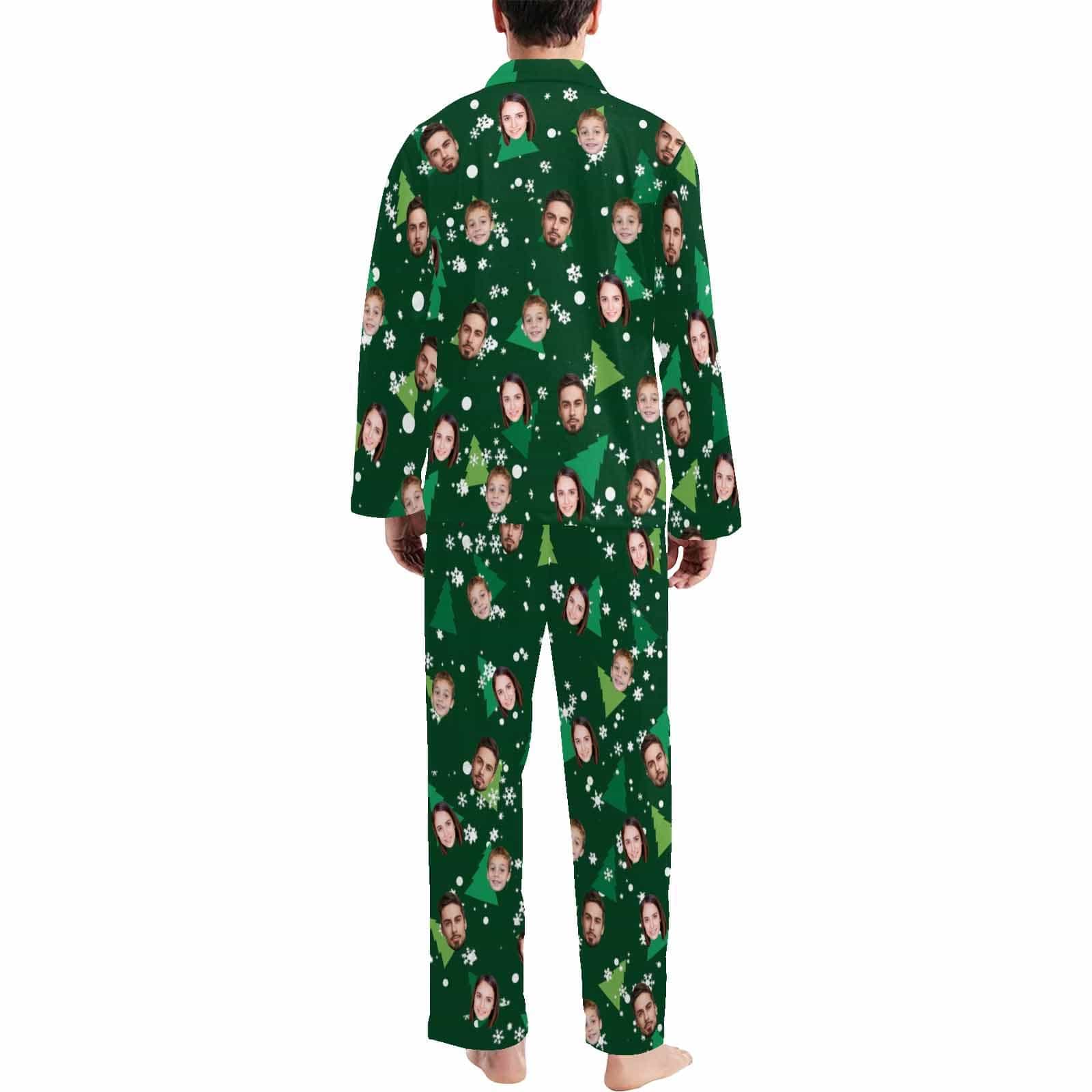 FacePajamas Pajama Shirt&Pajama Pants-Custom Face Pajamas Halloween Theme Men's Sleepwear Personalized Photo Men's V-Neck Long Pajama Set