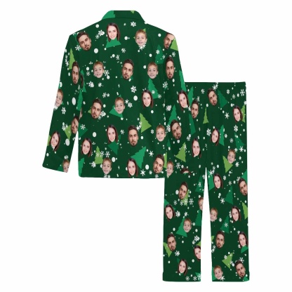 FacePajamas Pajama Shirt&Pajama Pants-Custom Face Pajamas Halloween Theme Men's Sleepwear Personalized Photo Men's V-Neck Long Pajama Set