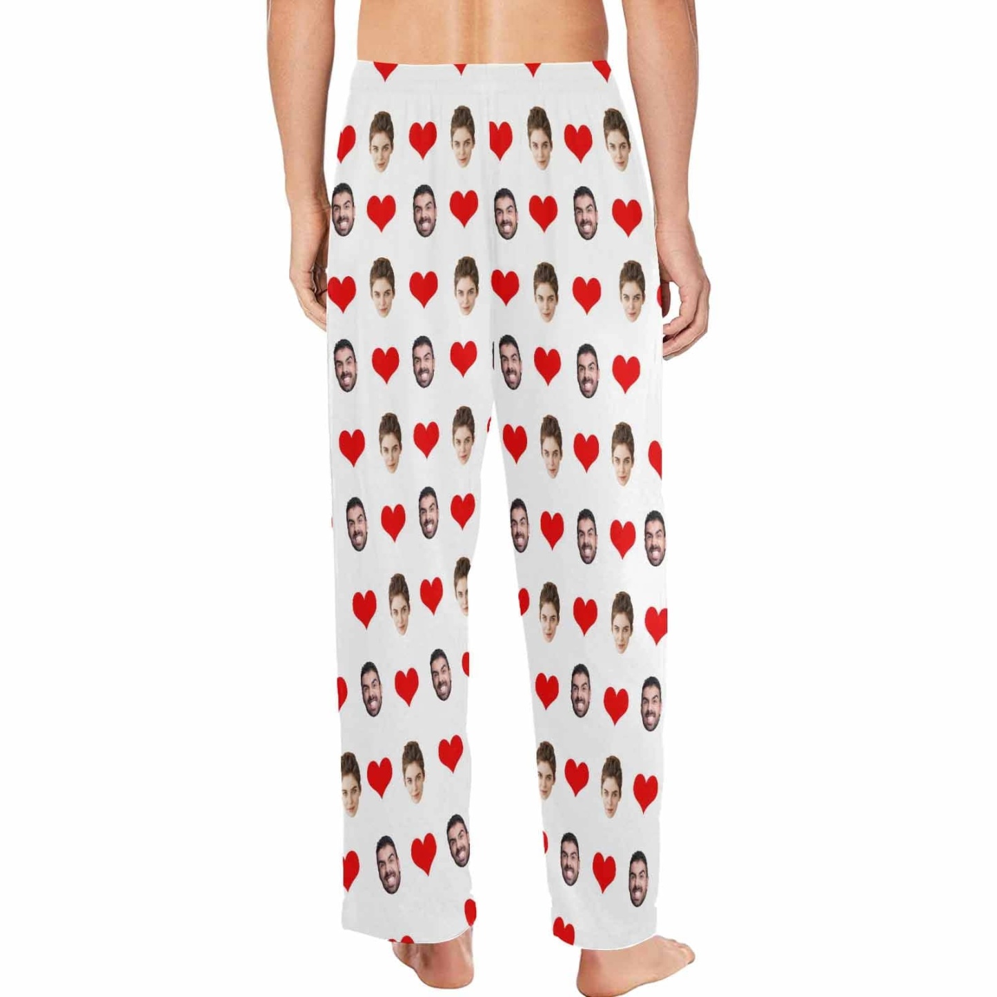 FacePajamas Pajama Shirt&Pants Pajama Shirt&Pajama Pants-Custom face Pajamas heart Men's Sleepwear Personalized Photo Men's V-Neck Long Pajama Set