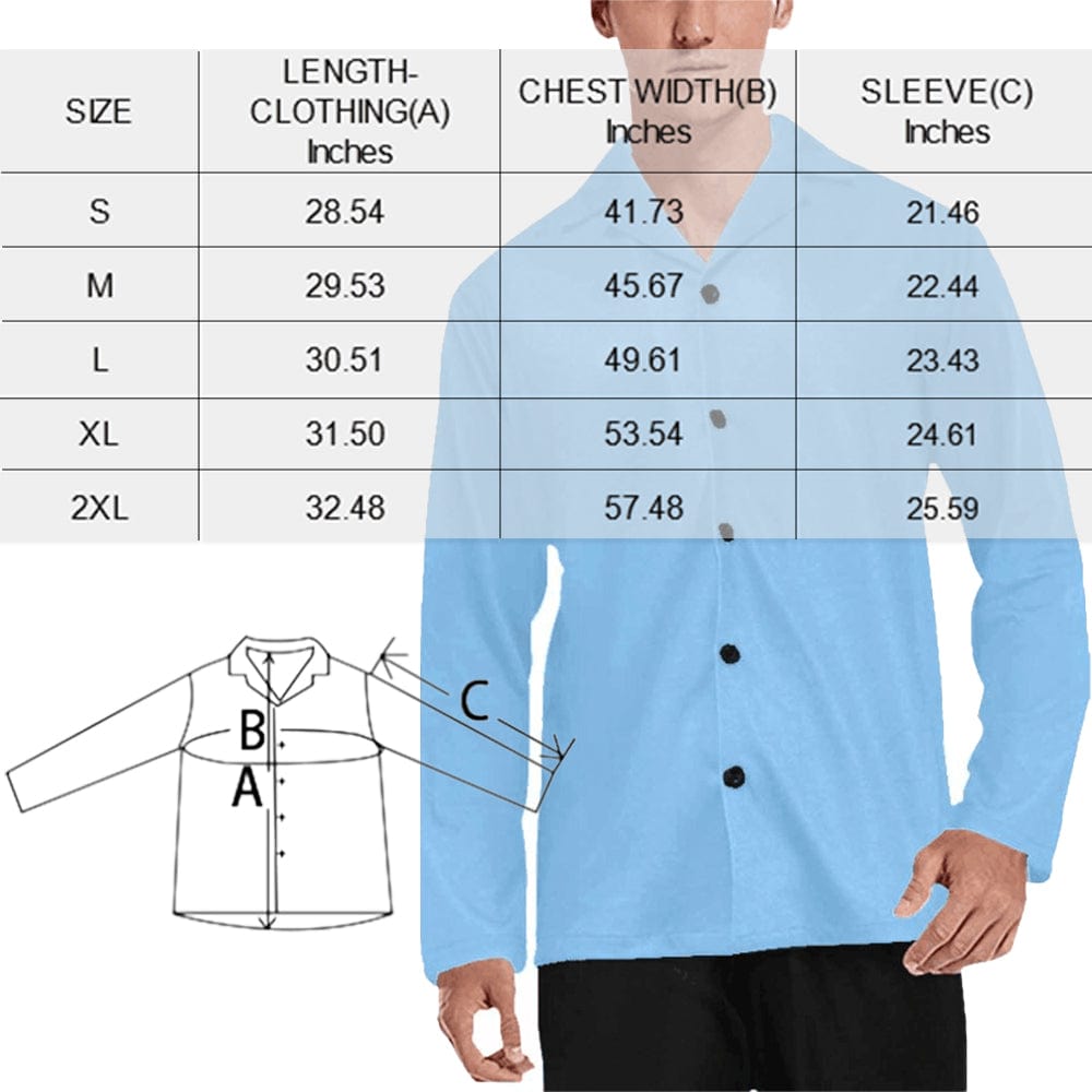 FacePajamas Pajama Shirt&Pants Pajama Shirt&Pajama Pants-Custom Face Pajamas USA Flag Men's Sleepwear Personalized Photo Men's V-Neck Long Sleeve Pajama Set