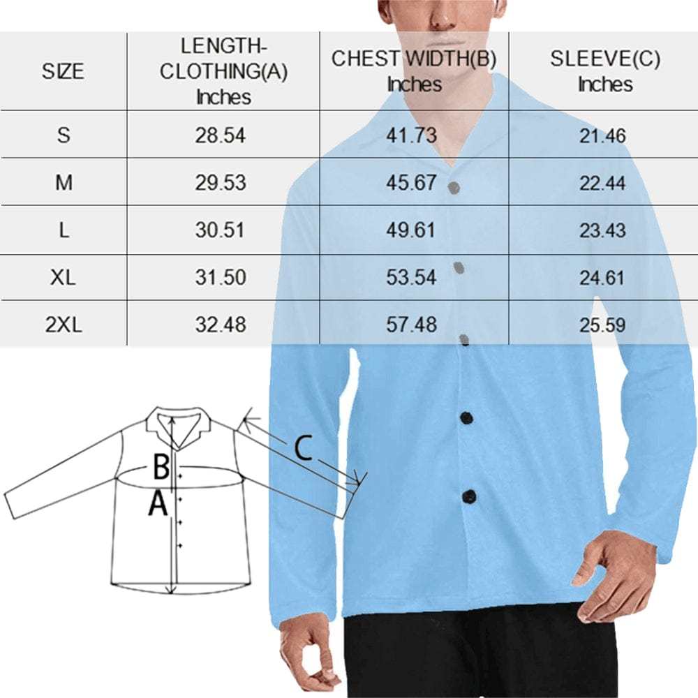 FacePajamas Pajama Shirt&Pants Pajama Shirt&Pajama Pants-Custom Face Pajamas USA Flag Men's Sleepwear Personalized Photo Men's V-Neck Long Sleeve Pajama Set