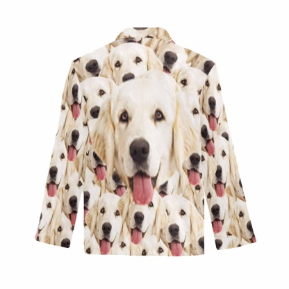 FacePajamas Pajama Shirt&Pants Pajama Shirt&Pajama Pants-Custom Pet Pajamas Face Dog Men's Sleepwear Personalized Photo Men's V-Neck Long Pajama Set