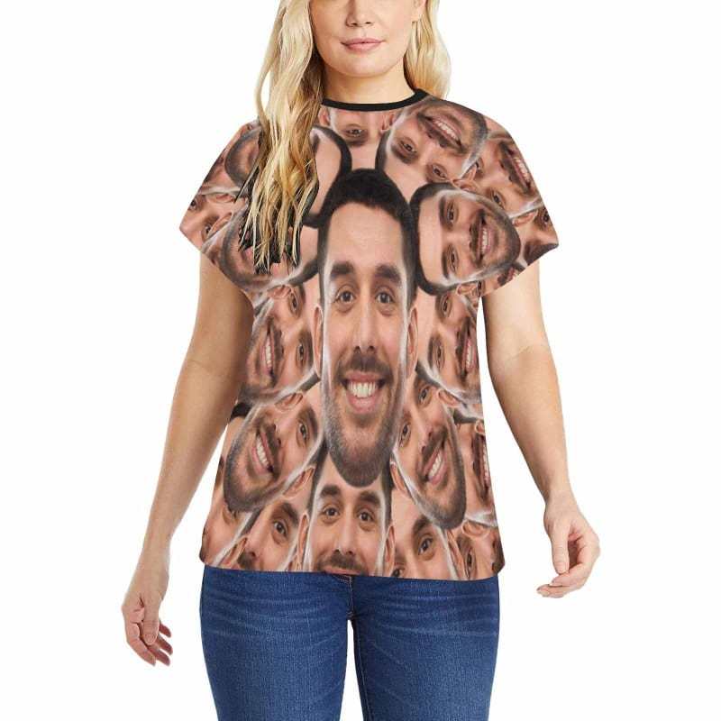 FacePajamas Pajama Shirt&Pants Pajama Shirt / S Custom Husband Face Seamless Sleepwear Personalized Photo Women's Pajama T-Shirt&Shorts&Pants Free Match