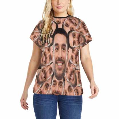 FacePajamas Pajama Shirt&Pants Pajama Shirt / S Custom Husband Face Seamless Sleepwear Personalized Photo Women's Pajama T-Shirt&Shorts&Pants Free Match