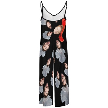 FacePajamas Pajama-2ML-SDS Persoanlized Sleepwear Custom Couple Face Loungewear with Photo On Them Mermaid Women's Suspender Jumpsuit Loungewear
