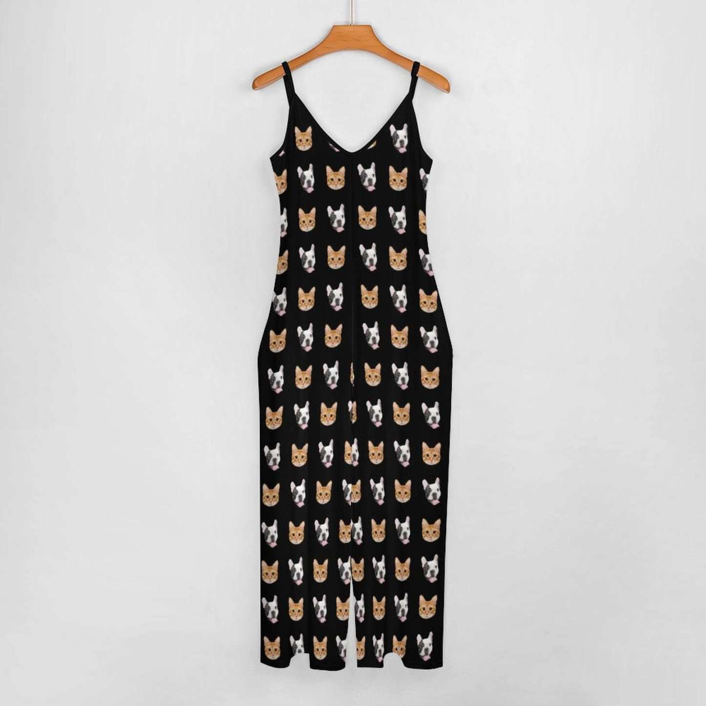 FacePajamas Pajama-2ML-SDS Persoanlized Sleepwear Custom Pet Photo Funny Loungewear With Faces On Them Women's Suspender Jumpsuit Loungewear