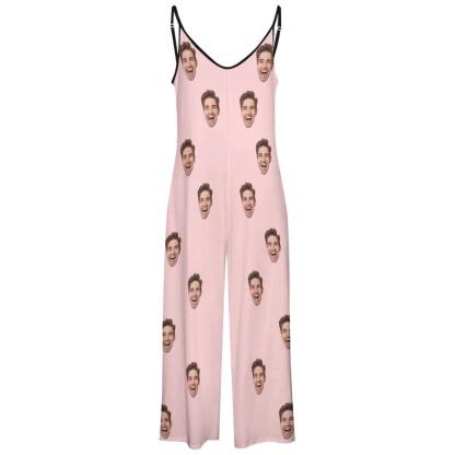 FacePajamas Pajama-2ML-SDS Persoanlized Sleepwear Custom Photo Funny Loungewear With Faces On Them Women's Suspender Jumpsuit Loungewear