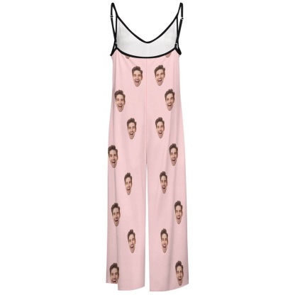 FacePajamas Pajama-2ML-SDS Persoanlized Sleepwear Custom Photo Funny Loungewear With Faces On Them Women's Suspender Jumpsuit Loungewear