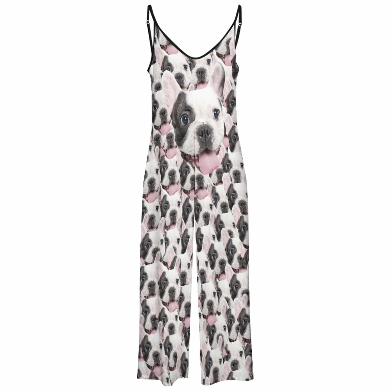 FacePajamas Pajama-2ML-SDS Persoanlized Sleepwear Custom Photo Funny Loungewear With Pet's Faces On Them Women's Suspender Jumpsuit Loungewear
