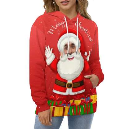 FacePajamas Hoodie-2WH-SDS Personalised Funny Hoodies Custom Face Santa Claus Hoodie Unisex Large Size Design Your Own Hoodie Personalized Loose Hoodie Top Outfits