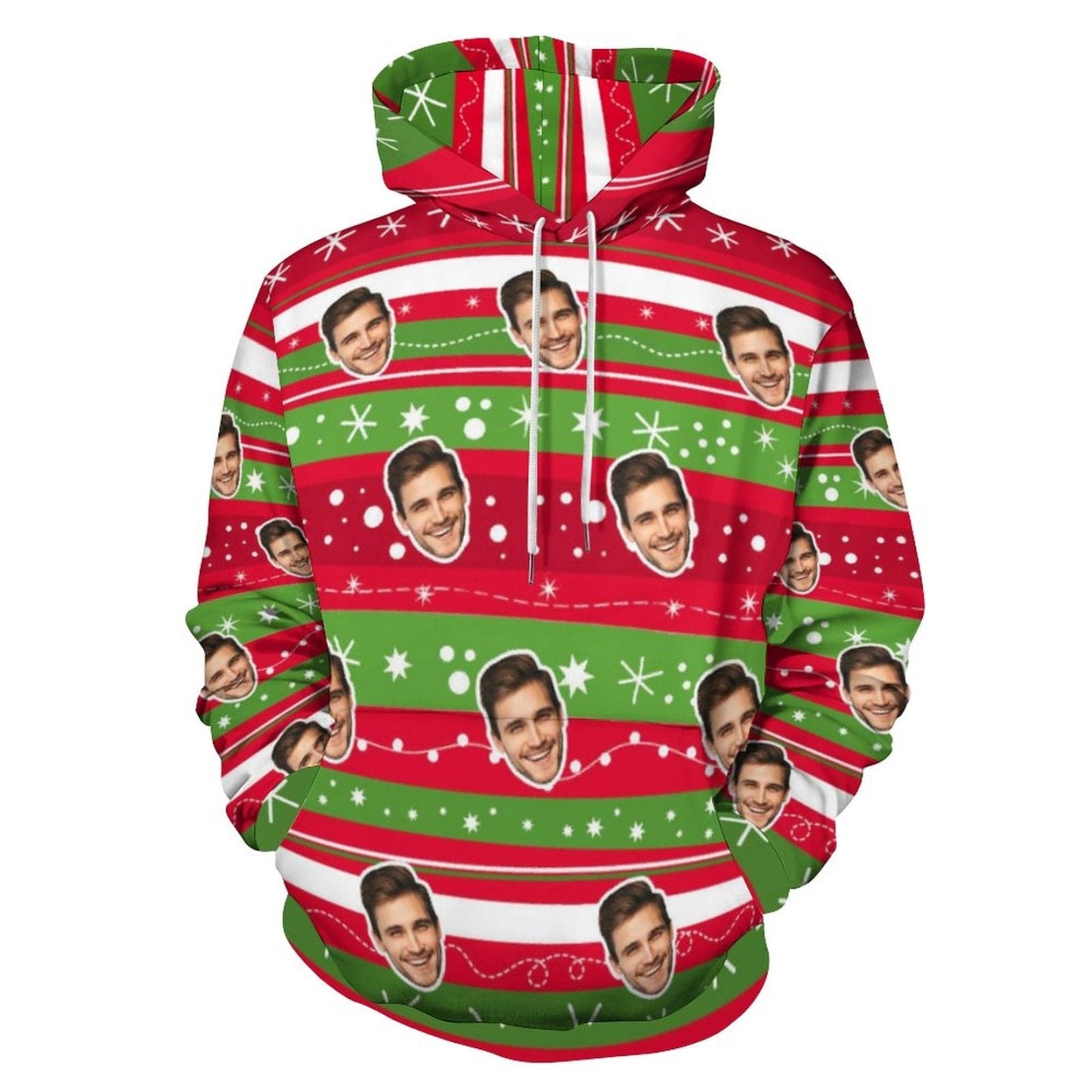 FacePajamas Hoodie-2WH-SDS Personalised Hoodies Custom Face Christmas Snowflake Hoodie Unisex Large Size Design Your Own Hoodie Personalized Loose Hoodie Top Outfits