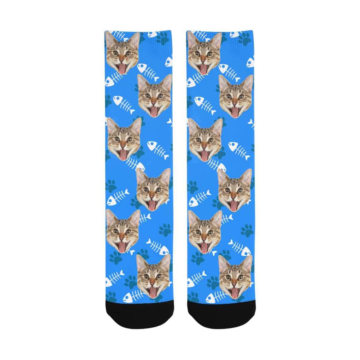 FacePajamas Sublimated Crew Socks Personalised Pet Socks Custom Sublimated Crew Socks with Cat Face Funny Printed Photo Pet Socks Unisex Gift