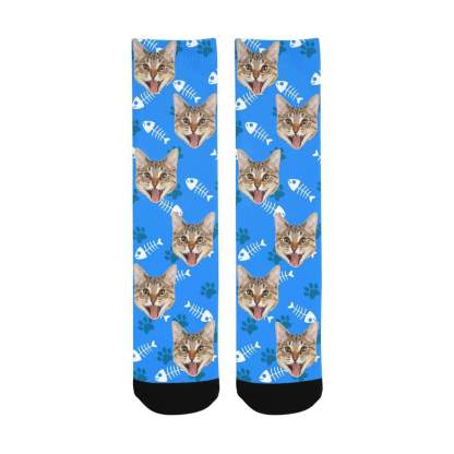 FacePajamas Sublimated Crew Socks Personalised Pet Socks Custom Sublimated Crew Socks with Cat Face Funny Printed Photo Pet Socks Unisex Gift