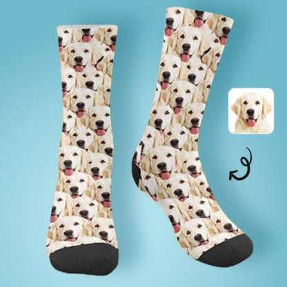 FacePajamas Sublimated Crew Socks Personalised Socks with Dog Face Funny Printed Photo Pet Socks Custom Sublimated Crew Socks