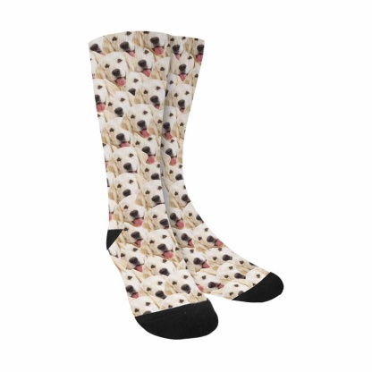 FacePajamas Sublimated Crew Socks Personalised Socks with Dog Face Funny Printed Photo Pet Socks Custom Sublimated Crew Socks