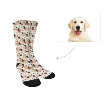 FacePajamas Sublimated Crew Socks Personalised Socks with Dog Face Funny Printed Photo Pet Socks Custom Sublimated Crew Socks