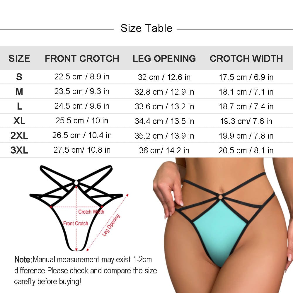 FacePajamas Women Underwear-1YN-SDS Personalized Face Thongs T-Back Underwear for Women Custom Bowknot Women's G-String Panties