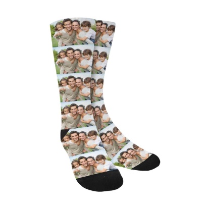 FacePajamas Sublimated Crew Socks Personalized Family Photo Socks Design Your Own Socks with Pictures Custom Print Sublimated Crew Socks