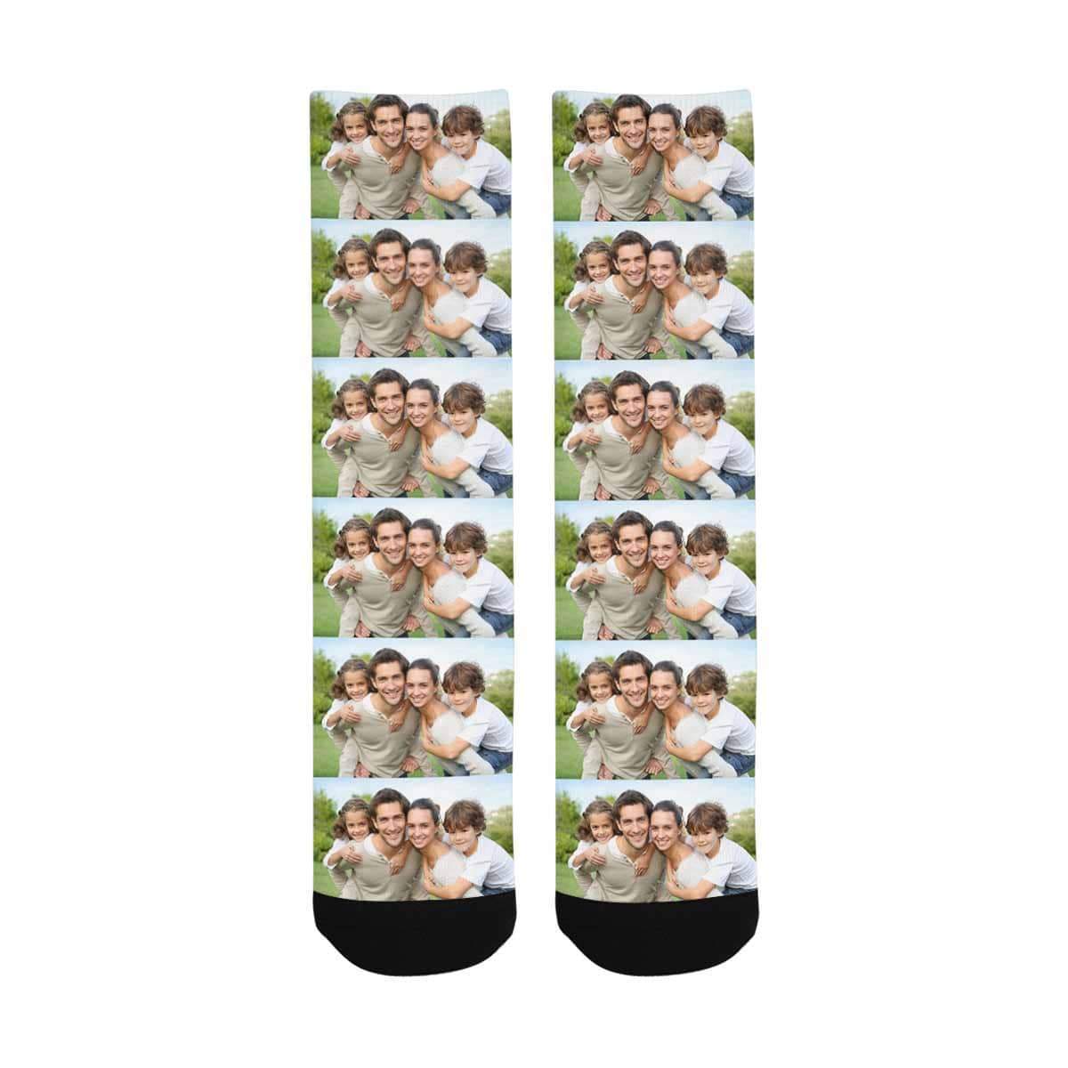 FacePajamas Sublimated Crew Socks Personalized Family Photo Socks Design Your Own Socks with Pictures Custom Print Sublimated Crew Socks