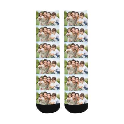 FacePajamas Sublimated Crew Socks Personalized Family Photo Socks Design Your Own Socks with Pictures Custom Print Sublimated Crew Socks