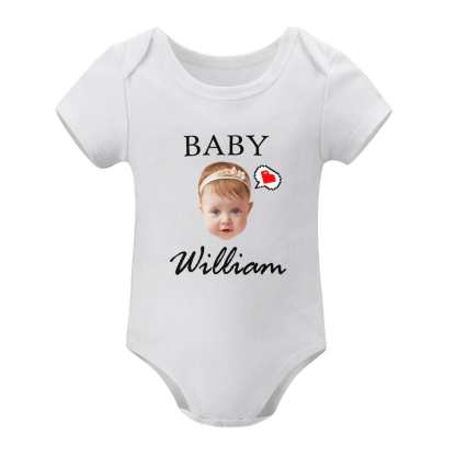 FacePajamas Baby Pajama Personalized Girls Boys Baby Jumpsuit Custom Face&Name Angel Baby Bubble Romper Newborn Baby Bodysuit