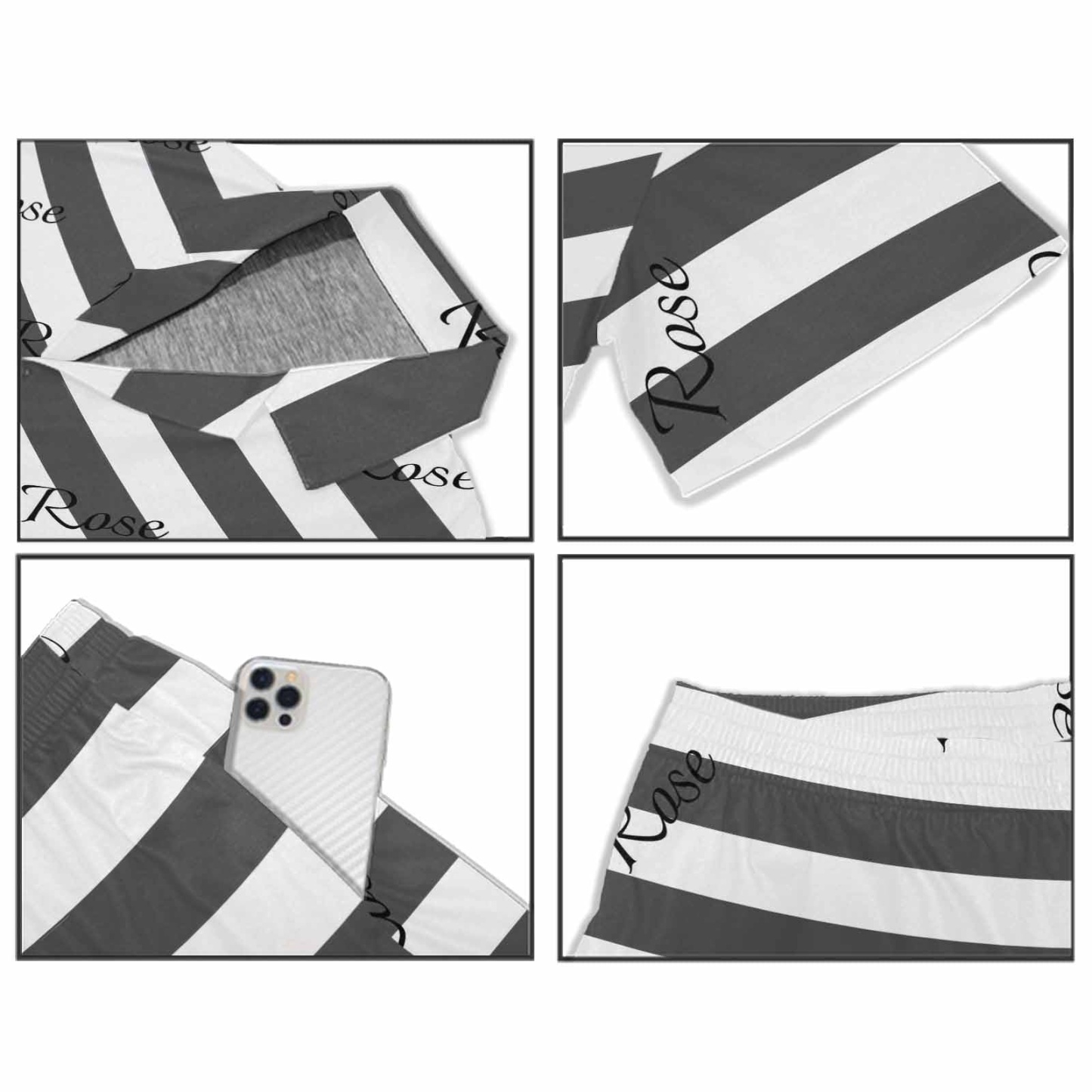 FacePajamas Pajama Personalized Name Pajamas for Men Summer Loungewear Custom Stripe Men's V-Neck Short Sleeve Pajama Set