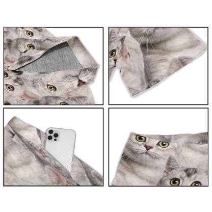 FacePajamas Pajama Personalized Pet Pajamas Summer Loungewear Custom Photo Cat Seamless Men's V-Neck Short Sleeve Pajama Set