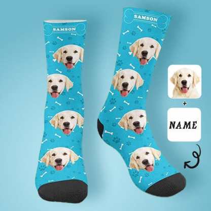 FacePajamas Sublimated Crew Socks Personalized Pet Photo Socks Custom Face&Name Printed Socks I Love My Pet Sublimated Crew Socks