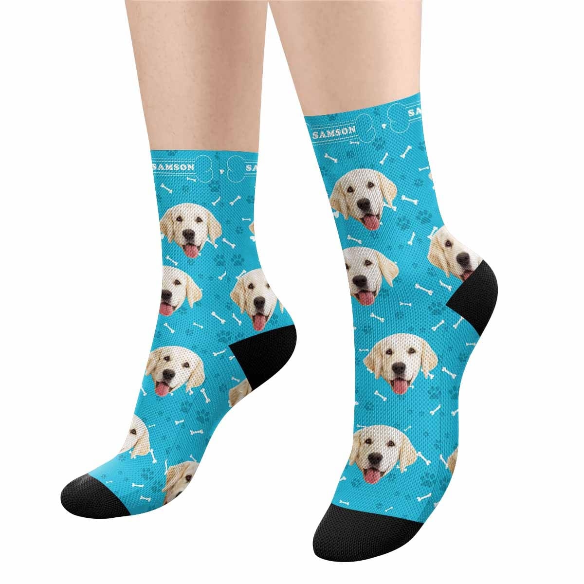 FacePajamas Sublimated Crew Socks Personalized Pet Photo Socks Custom Face&Name Printed Socks I Love My Pet Sublimated Crew Socks