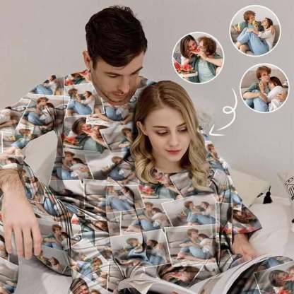 FacePajamas Pajama Personalized Photo Pajamas Custom Photo Crewneck Long Pajama Set&Couple Matching Pajamas