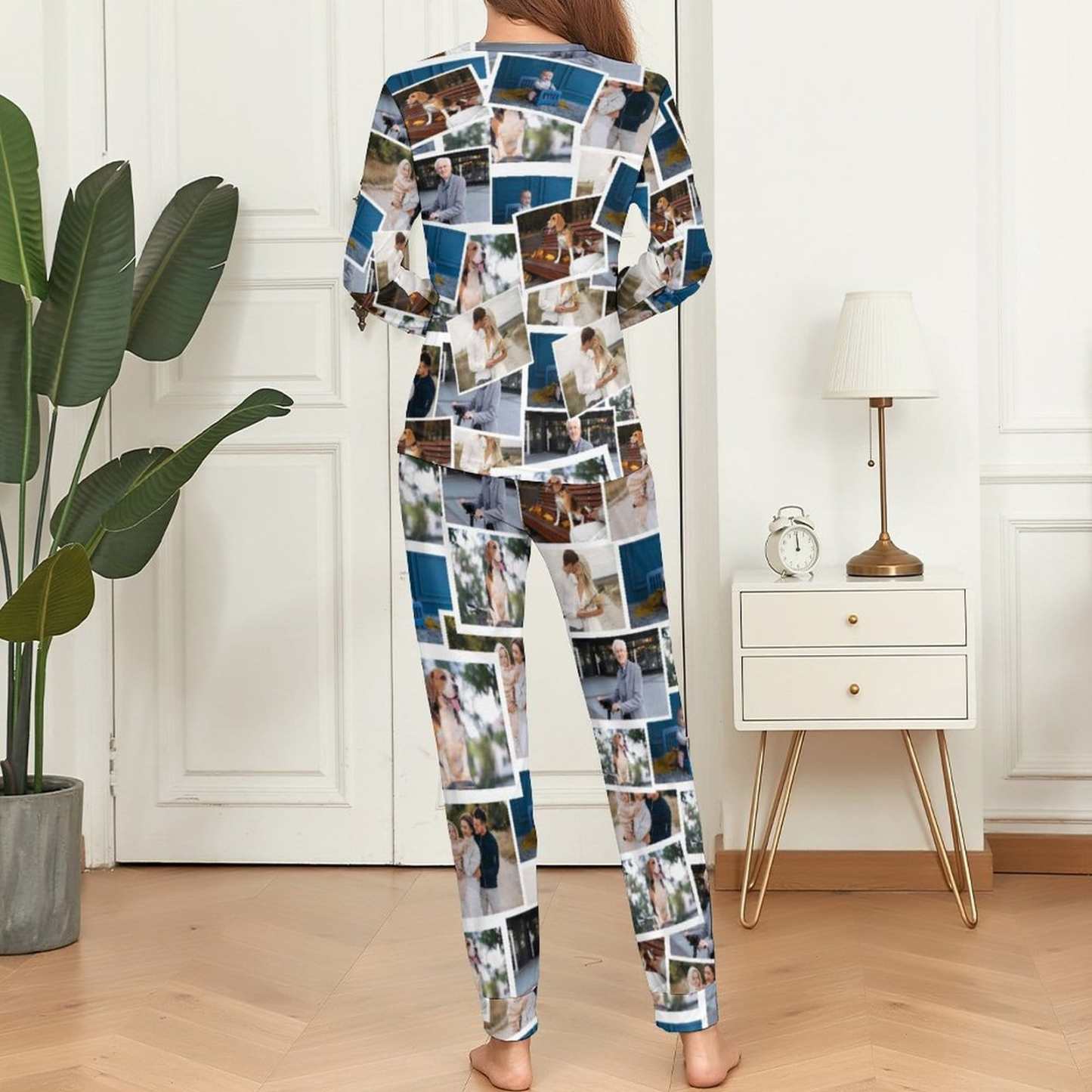 FacePajamas Pajama Personalized Photo Pajamas Custom Photo Crewneck Long Pajama Set&Couple Matching Pajamas