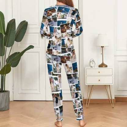 FacePajamas Pajama Personalized Photo Pajamas Custom Photo Crewneck Long Pajama Set&Couple Matching Pajamas