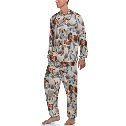 FacePajamas Pajama Personalized Photo Pajamas Custom Photo Crewneck Long Pajama Set&Couple Matching Pajamas