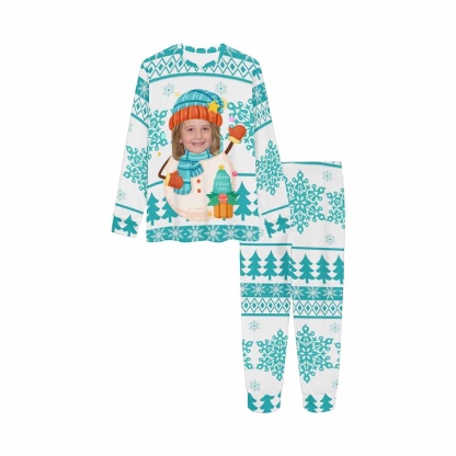 FacePajamas Pajama Personalized Photo Pajamas Custom Santa Claus Sleepwear Kids Long Sleeve Pajamas Set