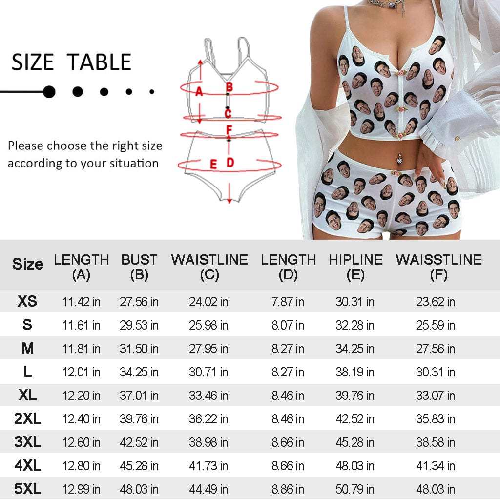 FacePajamas Pajama Lingerie Set Photo Custom Husband Face Strawberry Print Blue Background Sleepwear Appliques Notched Neckline Lingerie Set Pajamas Bachelorette party