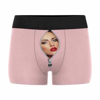 FacePajamas Underwear Pink / XS [Made In USA] Custom Men's Boxer Briefs with Girlfriend Zip Face Personalized Underwear Valentines Gift for Him