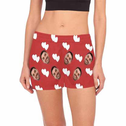 FacePajamas Pajama Shirt&Pants Red / S Custom Face Women's Pajama Shorts Multiple Colors Love Personalized Sleepwear Shorts