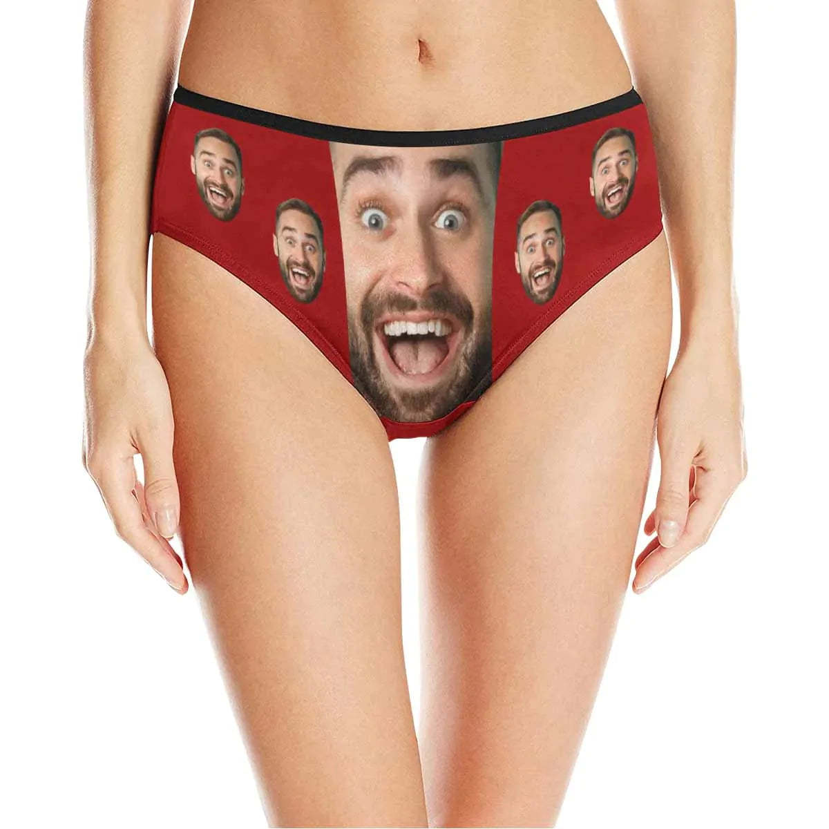 FacePajamas Women Underwear Red / XS Custom Men's Face Underwear Personalized Girlfriend Face Women's High-cut Briefs Valentine's Gift for Girlfriend or Wife