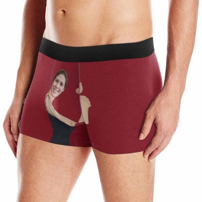 FacePajamas Underwear Red / XS [Made In USA] Custom Boxer Briefs with Face Personalized Underwear Hug My Treasure for Men Valentines Day Gift For Husband Boyfriend