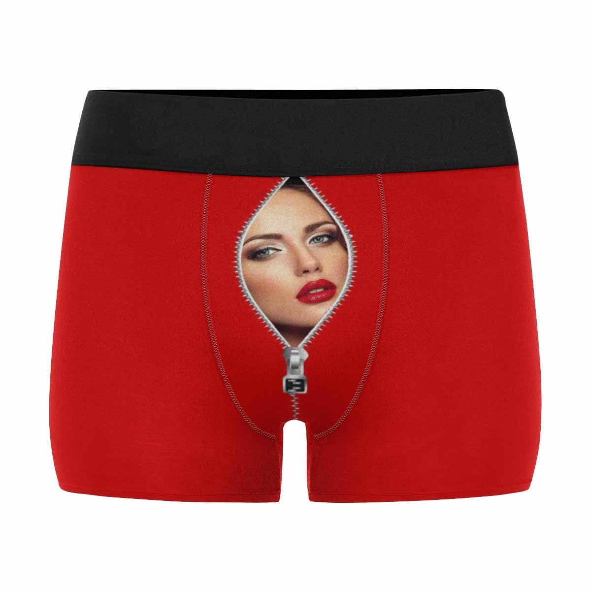 FacePajamas Underwear Red / XS [Made In USA] Custom Men's Boxer Briefs with Girlfriend Zip Face Personalized Underwear Valentines Gift for Him