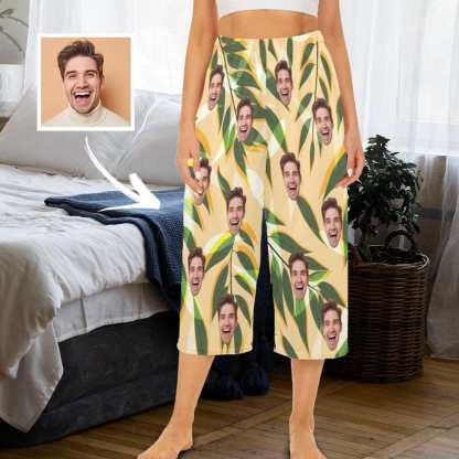 FacePajamas Pajama Shirt&Pants S Custom Face Leaf Tree Cropped Pajama Pants For Women Girlfriend Gift Fashion