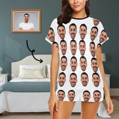 FacePajamas Pajama S Custom Face Pajamas Girlfriend Sleepwear Personalized Women's Short Pajama Set Valentines Gift Birthday