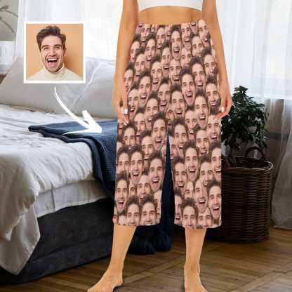 FacePajamas Pajama Shirt&Pants S Custom Face Seamless Cropped Pajama Pants For Women Girlfriend Gift Personalized