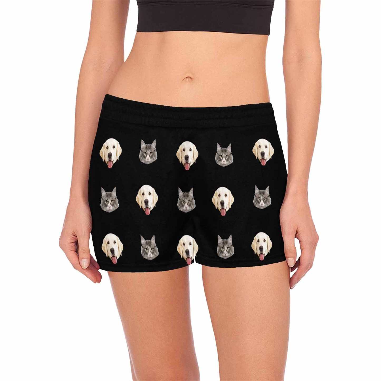 FacePajamas Pajama Shirt&Pants S Custom Face Women's Pajama Shorts Personalized Cat Dog Pictures Sleepwear Shorts