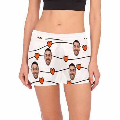 FacePajamas Pajama Shirt&Pants S Custom Face Women's Pajama Shorts Personalized Love Heart Sleepwear Shorts
