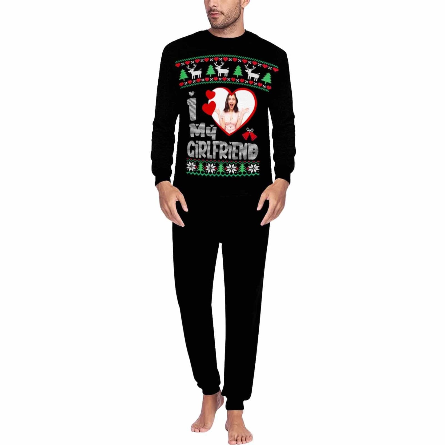 FacePajamas Pajama S / Men Custom Face Sweet Lover Sleepwear Personalized Slumber Party Couple Matching Pajamas