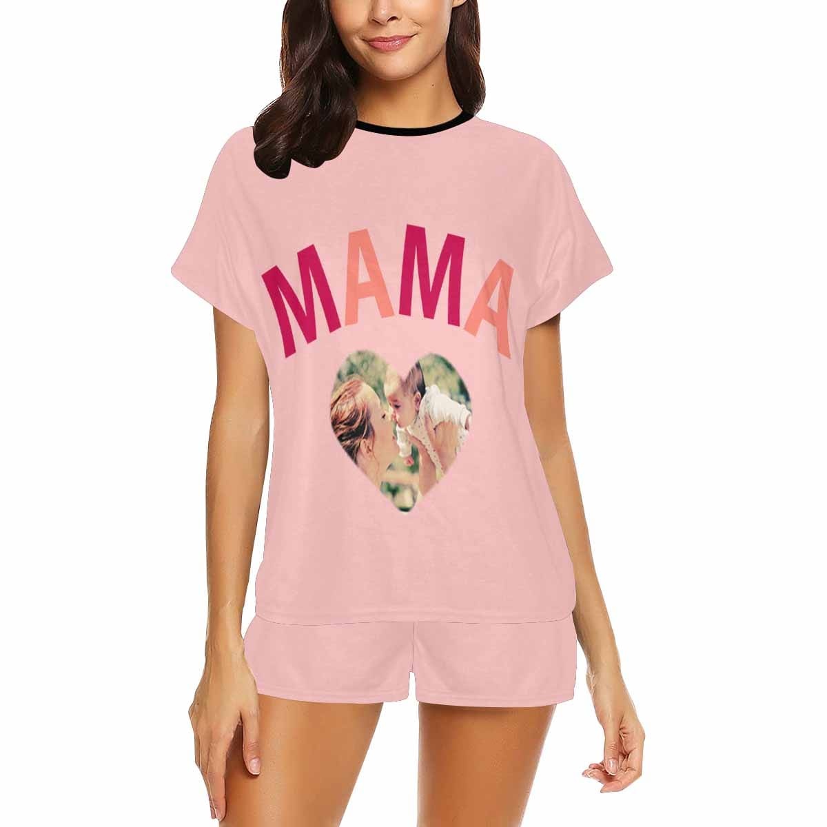 FacePajamas 387560669431 S Newborn Baby Jumpsuit Custom Face Mama And Mini Pink Baby Bodysuit Personalized Mother-kid Matching Nightwear Mother's Day & Birthday Gift