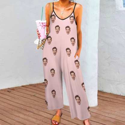 FacePajamas Pajama-2ML-SDS S Persoanlized Sleepwear Custom Photo Funny Loungewear With Faces On Them Women's Suspender Jumpsuit Loungewear