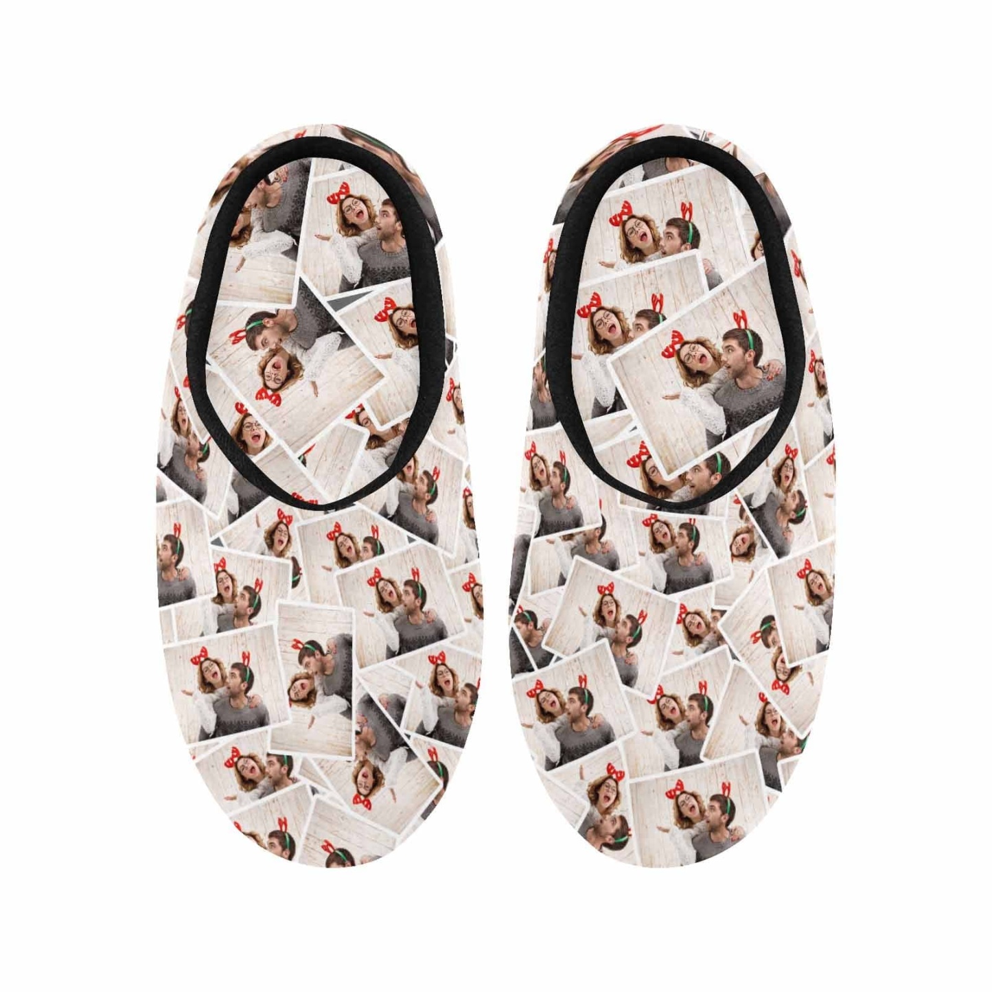 FacePajamas Slippers Seamless Custom Couple Photo All Over Print Personalized Non-Slip Cotton Slippers For Couple Girlfriend Boyfriend